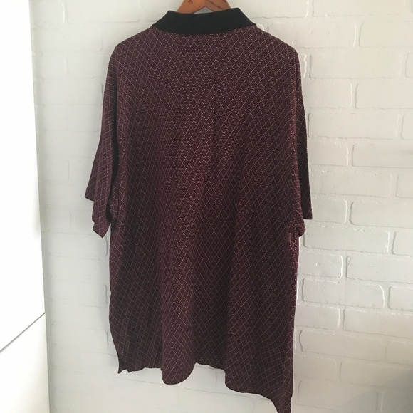 Alan Flusser Golf Men’s Polo Shirt Red Wine Black Cream Big and Tall Size 4X - Picture 4 of 5